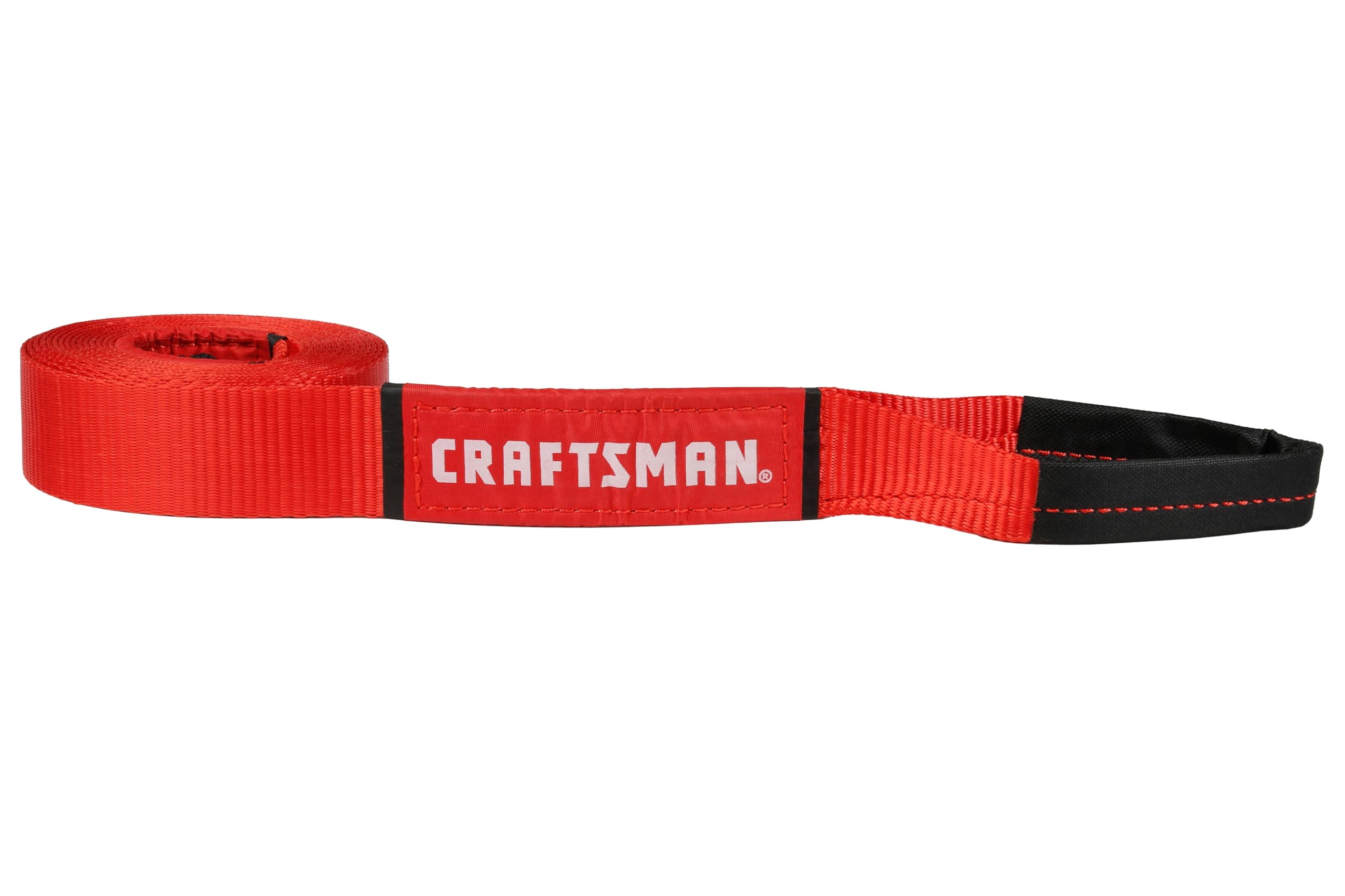 CRAFTSMAN CMXAZBS2001 Abschleppgurt mit Schlaufenenden, 5,1 cm x 5,1 m, 1,4 kg sichere Wortking-Last/4,1 kg Bruchfestigkeit, Schwarz/Rot