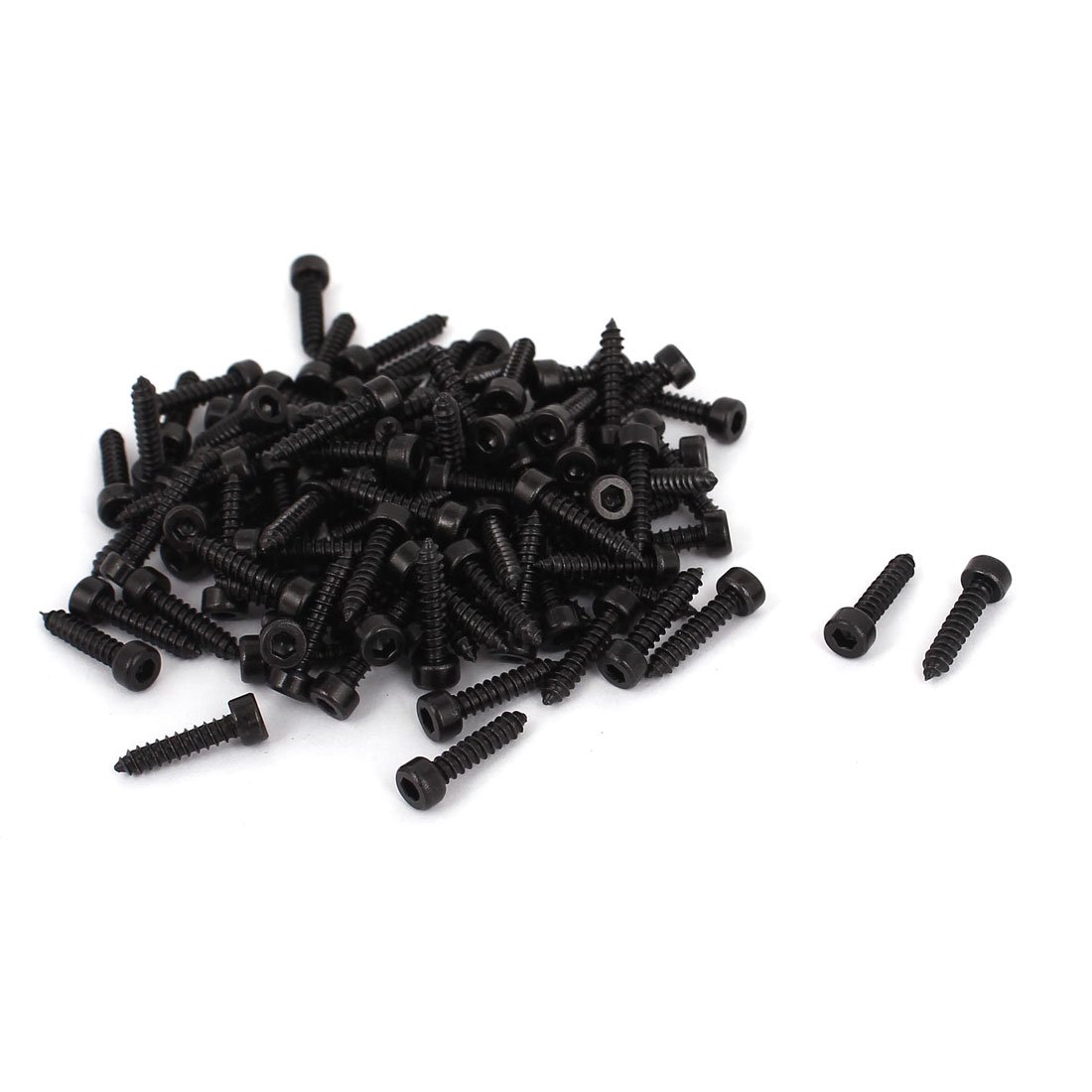Sourcingmap 2.6mm x 12mm Threaded Carbon Steel Hex Head Self Tapping Screws 100pcs