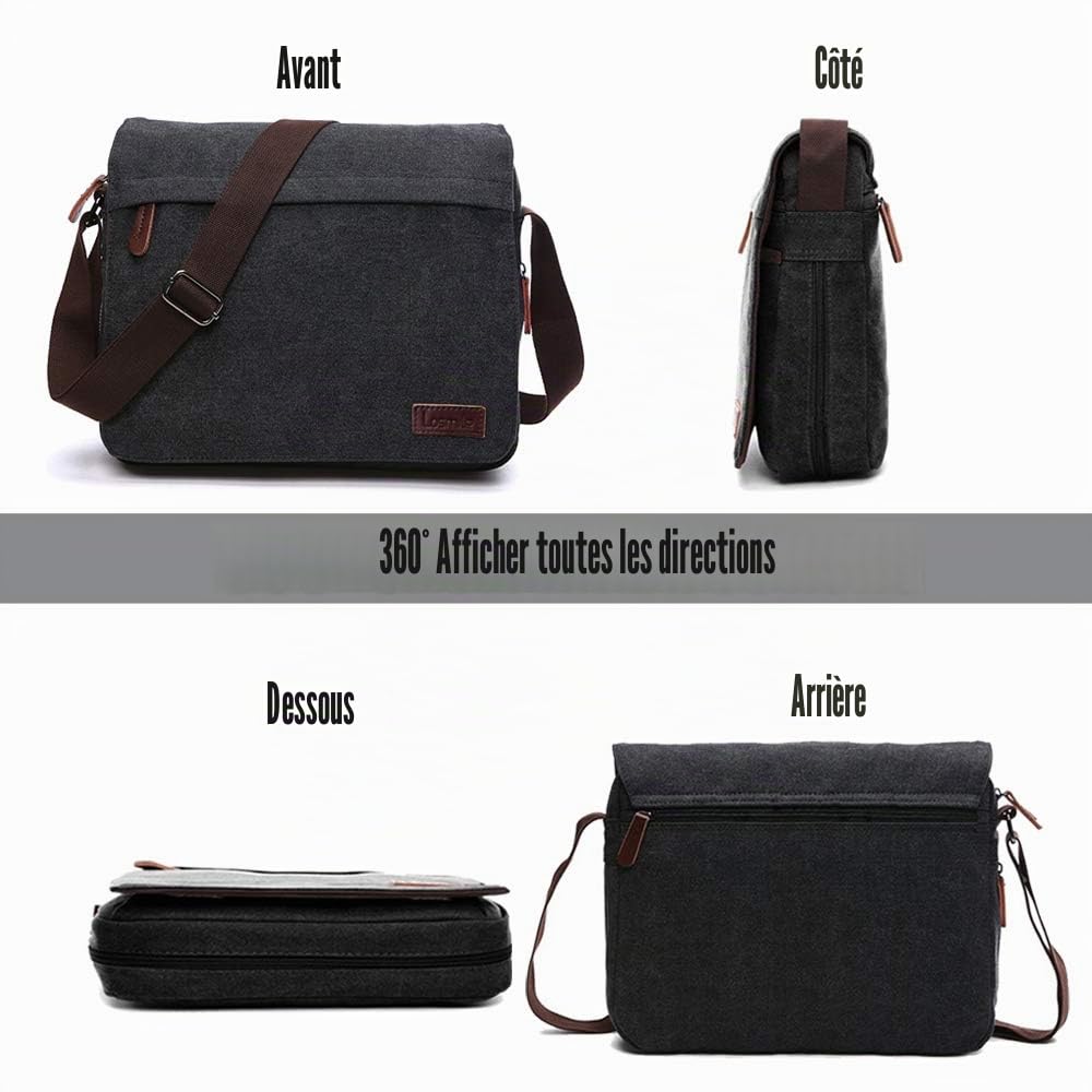 LOSMILE Hommes Sacs d'épaule, Sacs bandoulière en toile, Sacs pour ordinateur portable, Besaces,Sac d’Ecole, Travail ou vie scolaire