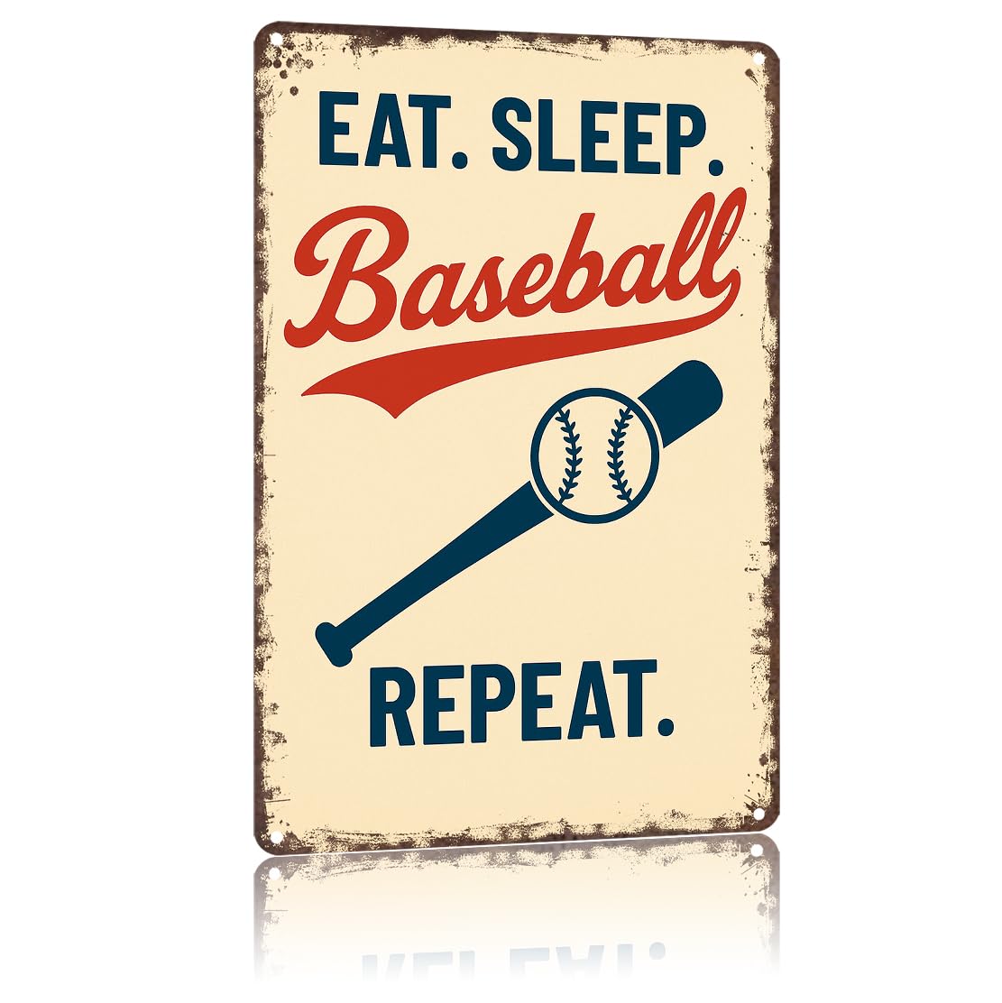 KWQDOZF Funny Signs Metal Tin Poster 8x12inch Eat Sleep Baseball Repeat Wall Art Decoration Painting For Home Yard Sign Outdoor Lawn Garden Office Decor