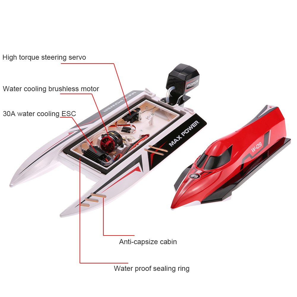 WLtoys WL915 2.4Ghz 2CHブラシレス45KM / H高速RCレーシングボート