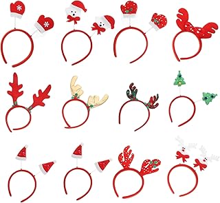 BESTOYARD 12Pcs Tiara De Natal Decoração De Natal Tiaras Presentes Traje De Natal Faixa De Cabelo Decoração De Cabelo De Natal Faixa De Natal Roupas Decorar Utensílios De Natal