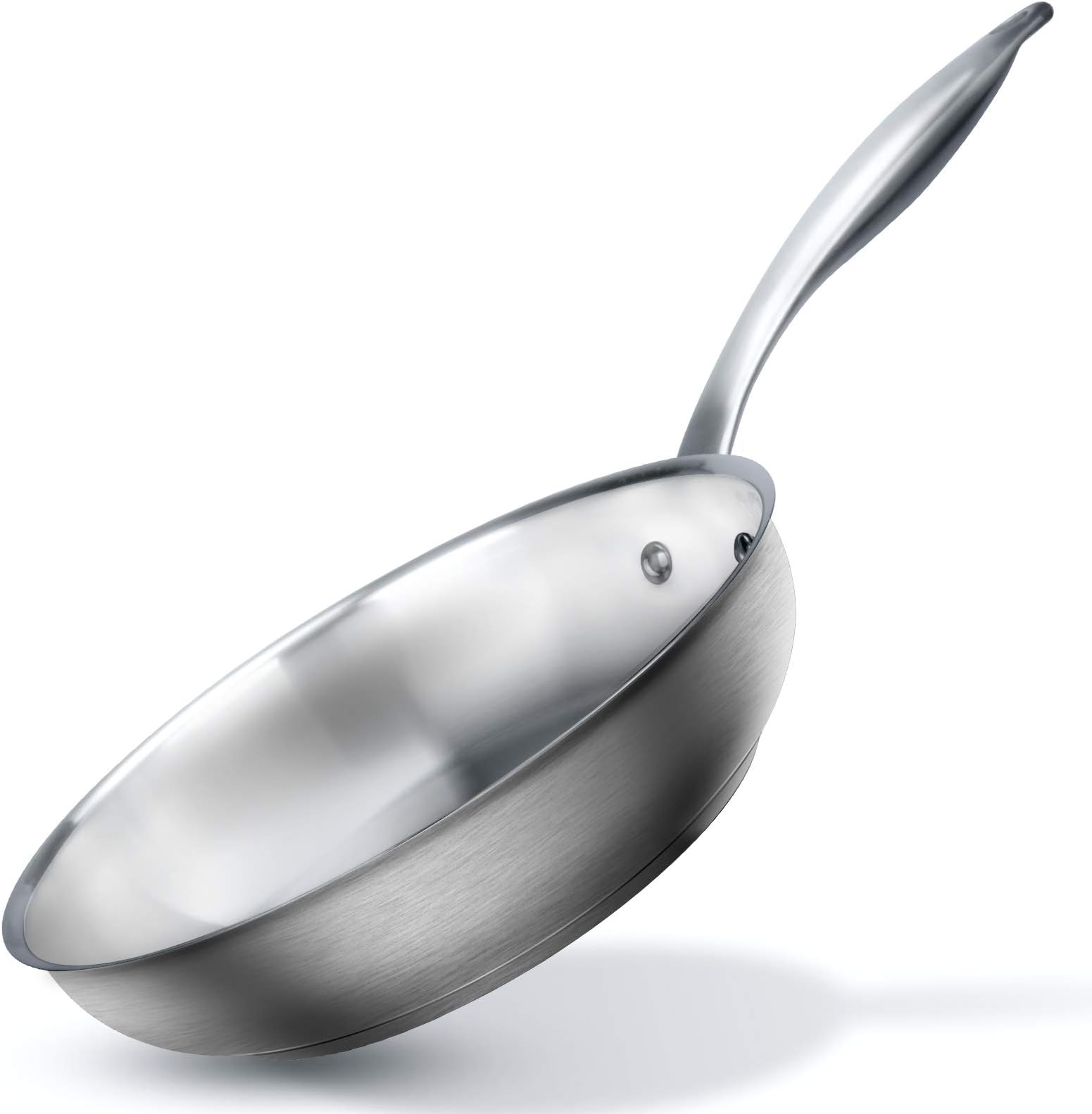 Professional Stainless Steel Fry Pan, Induction Ready Cookware with Impact-bonded Technology, 9.5 Inches