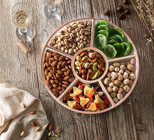 image for Plasticpro 6 Sectional Round Plastic Serving Tray/Platter (2, White & 