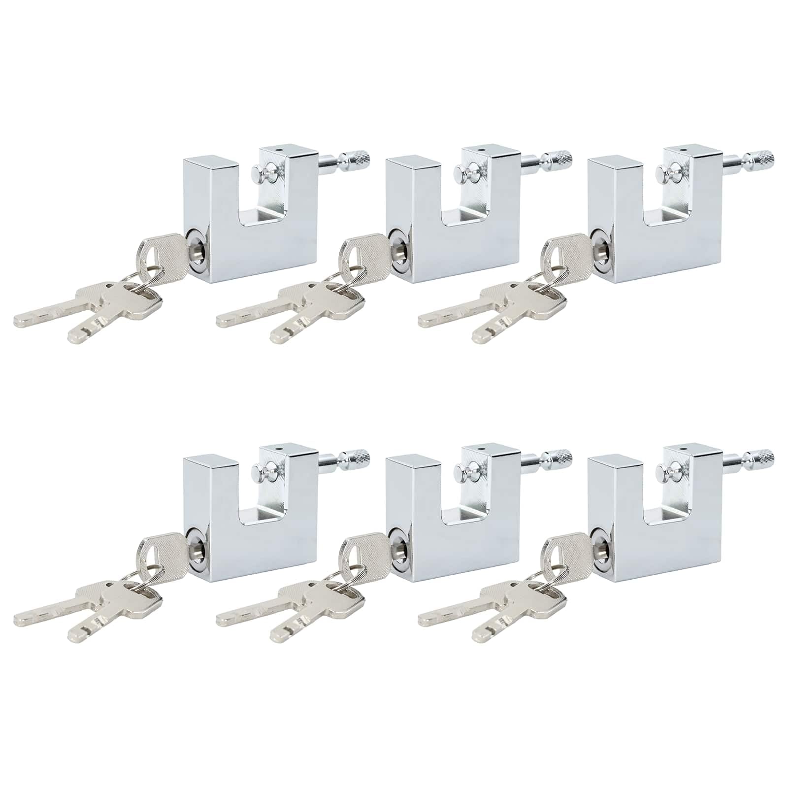 6 sztuk stalowych kłódek – wytrzymałe zamki do bram, szaf i ogrodzeń, srebrne, 4,2 x 1,9 x 4 cm