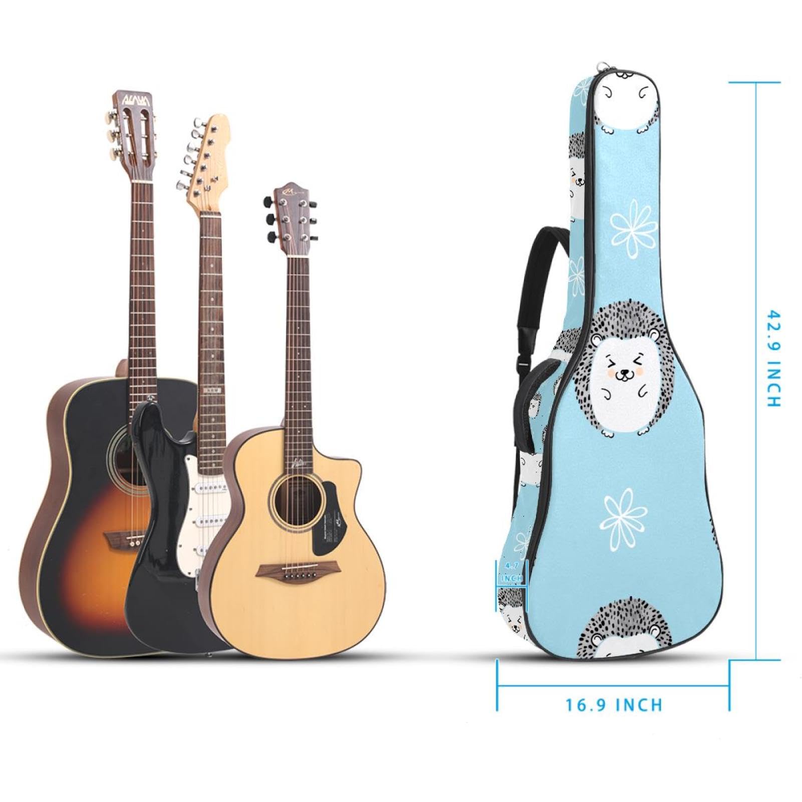 Torba na gitarę akustyczną wodoodporny plecak na gitarę grubo miękko wyściełany jeż klasyczna obudowa na gitarę, wielobarwny, 42.9x16.9x4.7 in, Organizer do torby