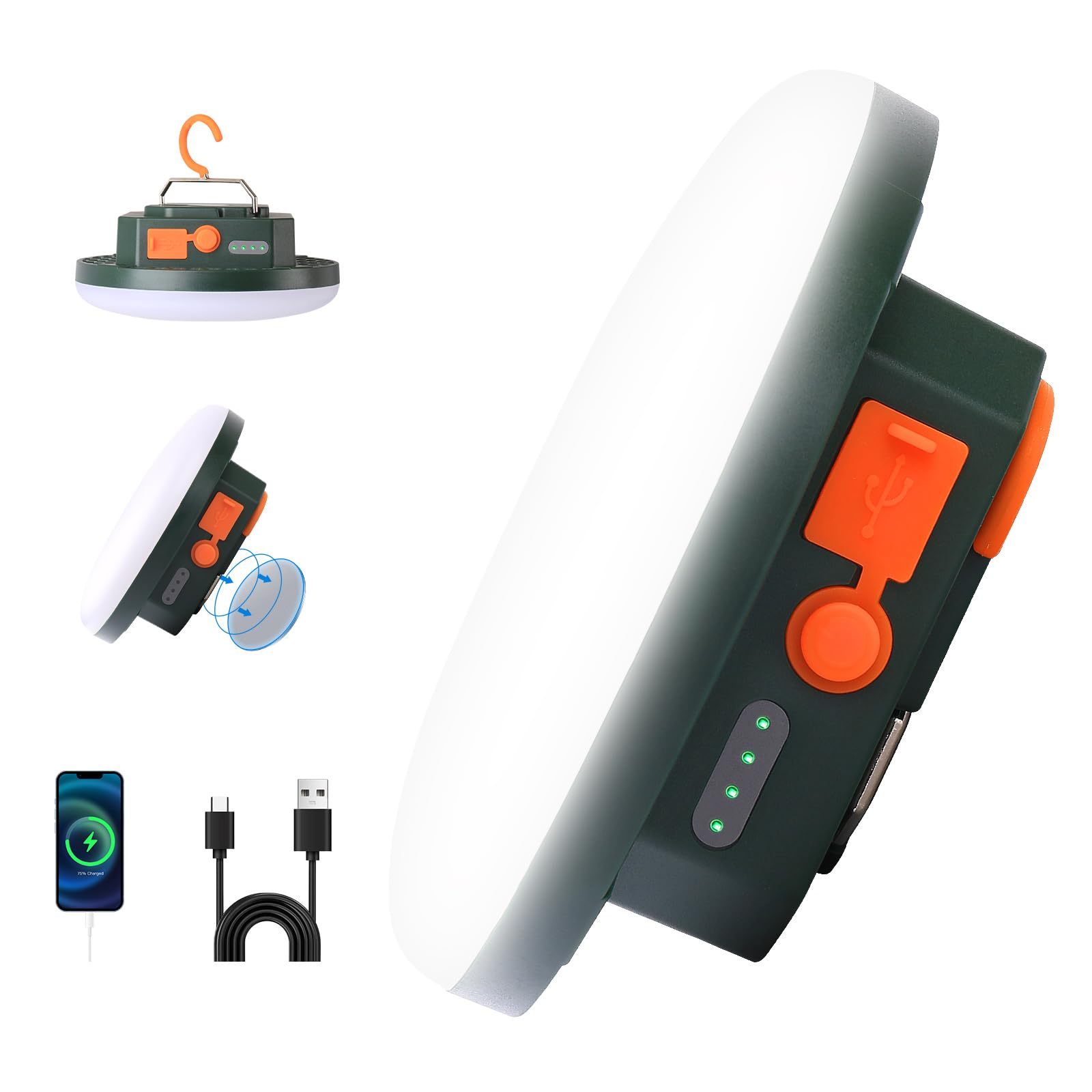 10000 mAh ricaricabile tenda luce 3 modalità di illuminazione, 4000LM LED lanterna portatile da campeggio, impermeabile IPX5, 30 W appeso tenda luce con magnete, per emergenza e regalo
