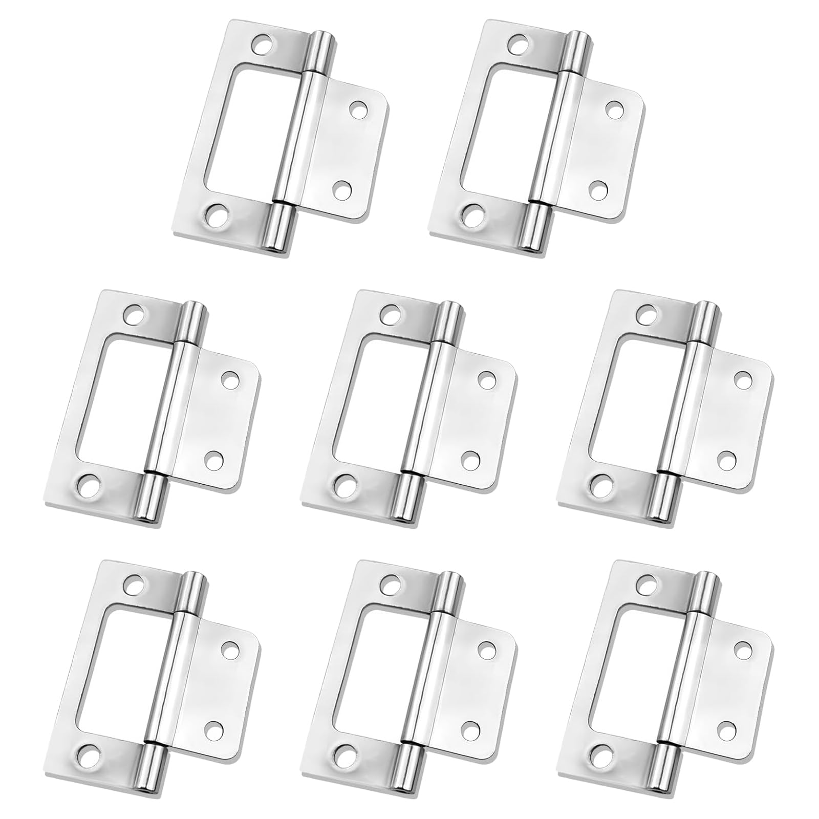 8 Pack Stainless Steel Flush Hinges 2 Inch Silver for Cupboard Door