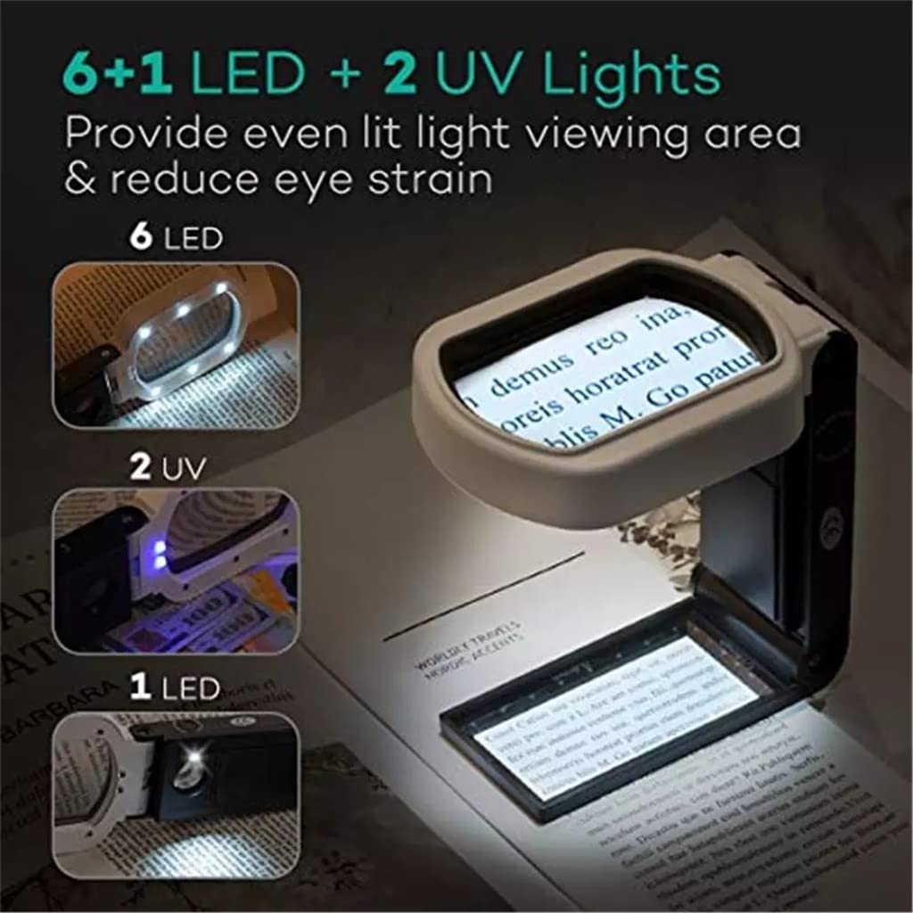 Lupa de pie portátil Recargable con Lupa iluminada para Lectura, comprobación y escaneo de Joyas.,