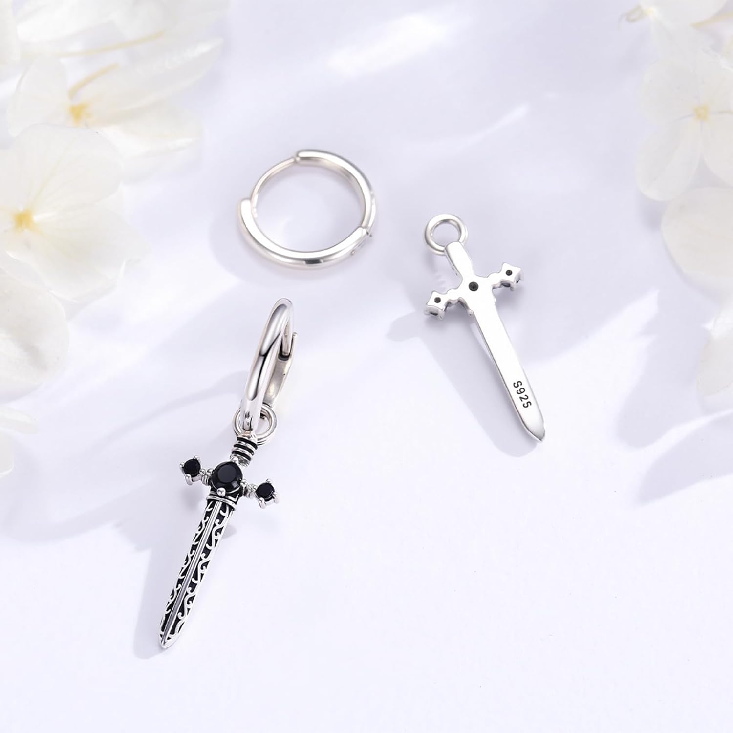 Sword/Dagger/Axe/Raven/Arrowhead Dangle Earrings for Men Women 925 Sterling Silver Turquoise Malachite Oxidized Earrings Punk Jewelry Gothic Halloween Christmas Gifts