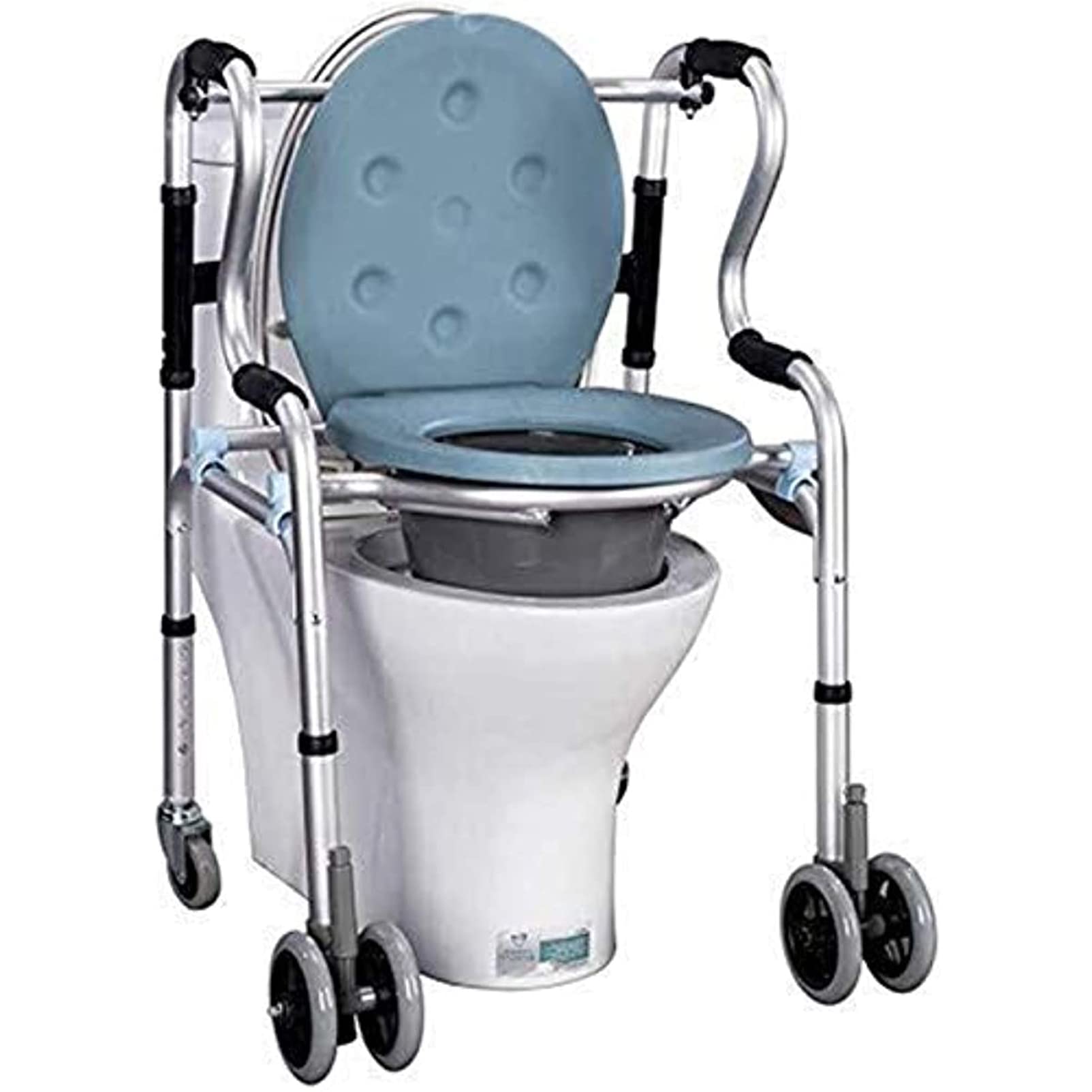 Gthtuhfd Women's 1 Elderly Toilet Chair With Wheels, Four-Legged Walker With Seat, Adjustable Height Mobile Wheeled Commode Chair, For Handicap, Disabled, Seniors And Elderly