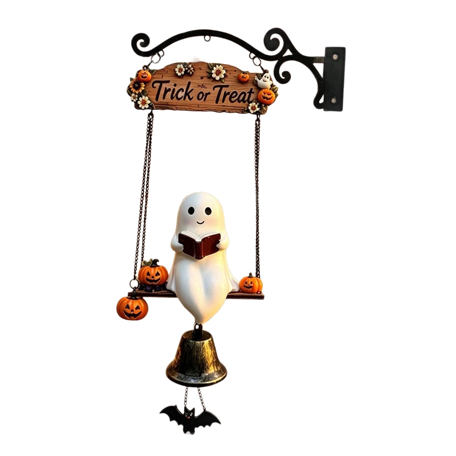 Pangboer B Reading Figure Porch Decoration Welcome With Seasonal Phrase Sign, Swing Accent, Lower Detail, Front Door Holiday Wall Decor Reading Figure Porch Decoration Seasonal Phrase Sign Front Door Wall
