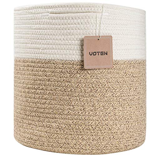 Voten Cube Storage Baksets Bins 11X11’’ Fit 12X12’’ Cube Storage Organizer Bookcases Shelving,Stylish&Durable Woven Cotton Storage Basket Containers For Organizing 3-Pack Beige #TOP6