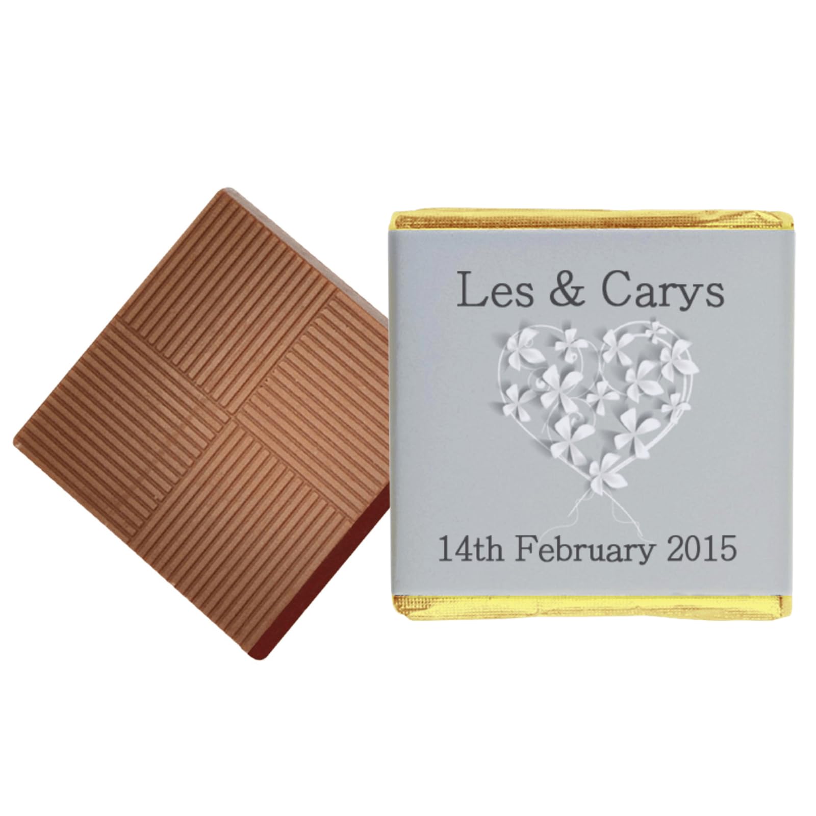 50 Silver Theme Personalised Chocolate Wedding Favours (Plain Mint)