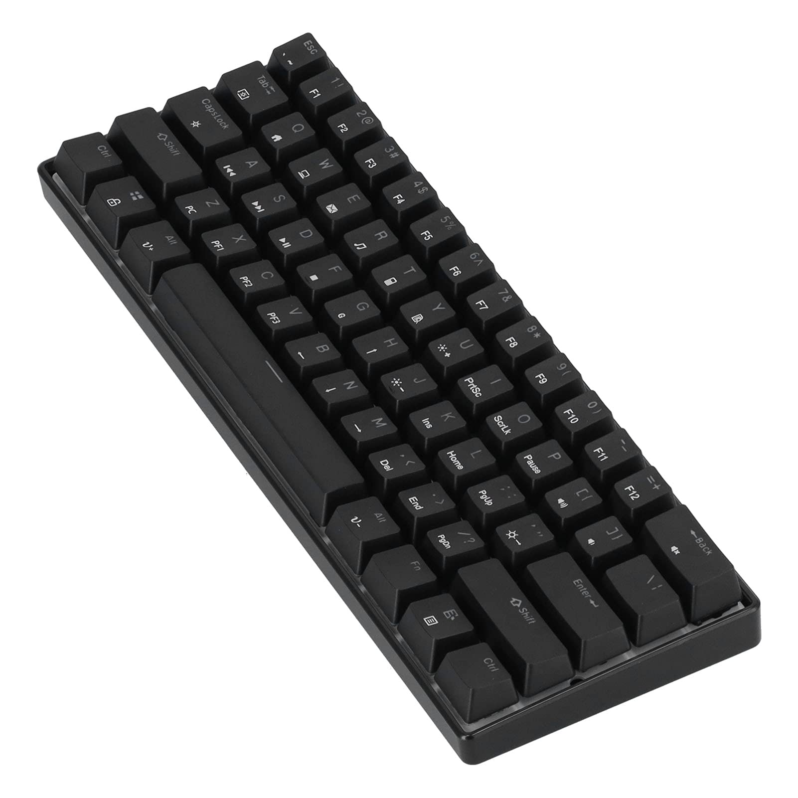 Tastiera Meccanica Mini Tastiera da Gioco RGB N-Key Rollover 61 Tasti per Computer, Design Ergonomico Ad Altezza Mobile, Plug and Play, per Appassionati di Giochi per PC