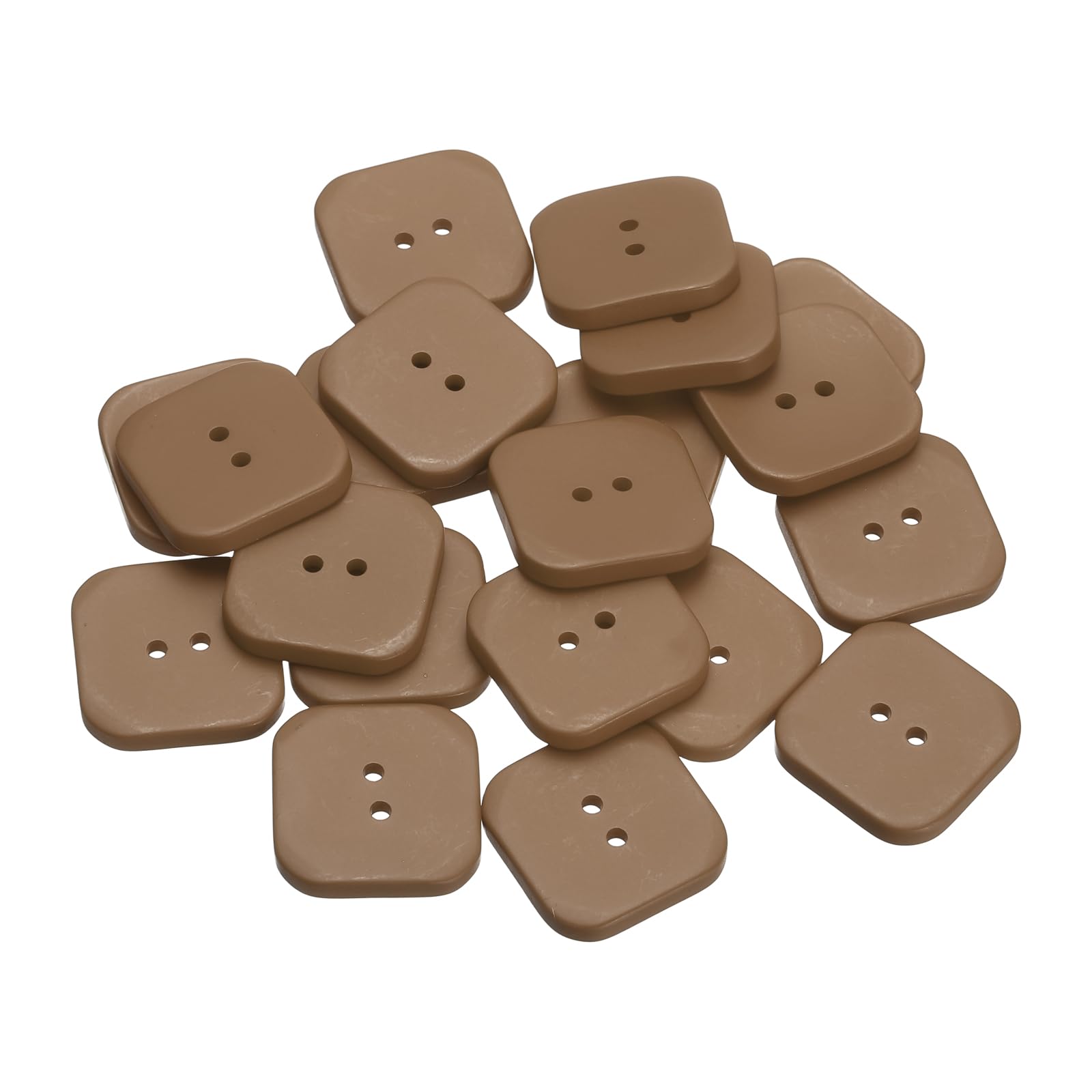 sourcing map 20pcs Sewing Button 30mm (1-3/16") 2 Holes Square Resin Button Craft Sewing Replacement Accessories for Clothing DIY Crafts Decoration, Khaki