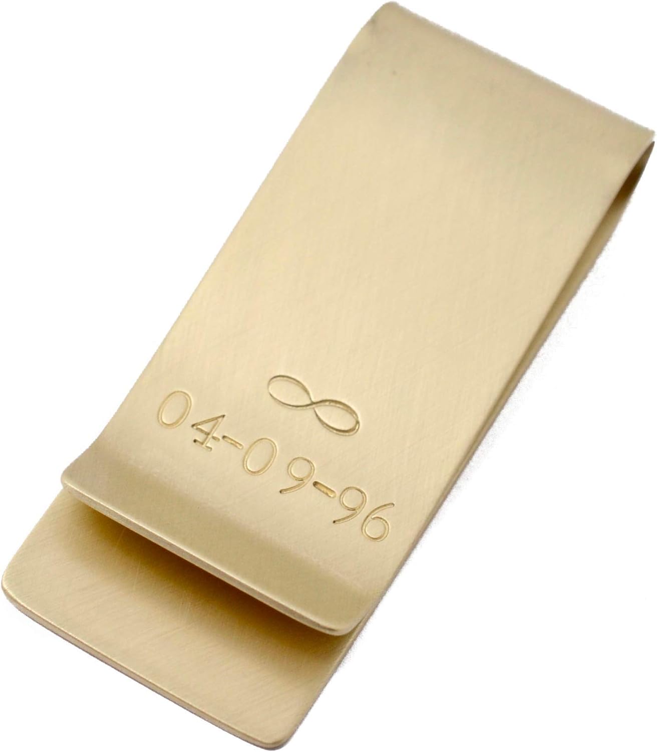 Personalized Brass Money Clip for Men Engraved Custom Gold Tone Metal Wallet Valentine's Day Gift for Husband Anniversary Boyfriend Slim Minimalist Front Pocket Cash Credit Business Card Holder