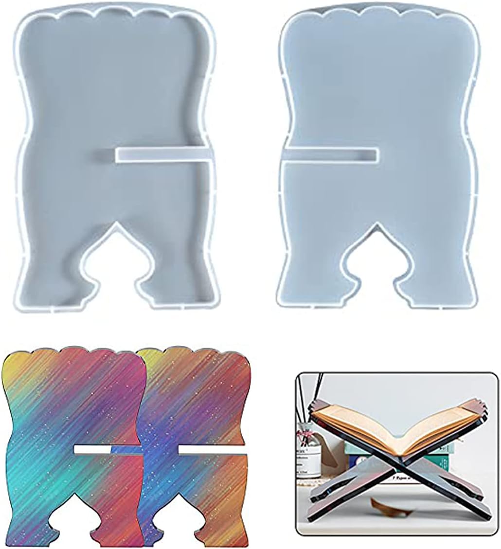 Yiphates 2 Pcs Large Silicone Book Stand Mold Book Holder 11.8x7.9inch Resin Mold Epoxy Casting Moulds Butterfly Bookshelf Silicone Mould Reading Bookshelf Home Office Decoration Religious Supplies