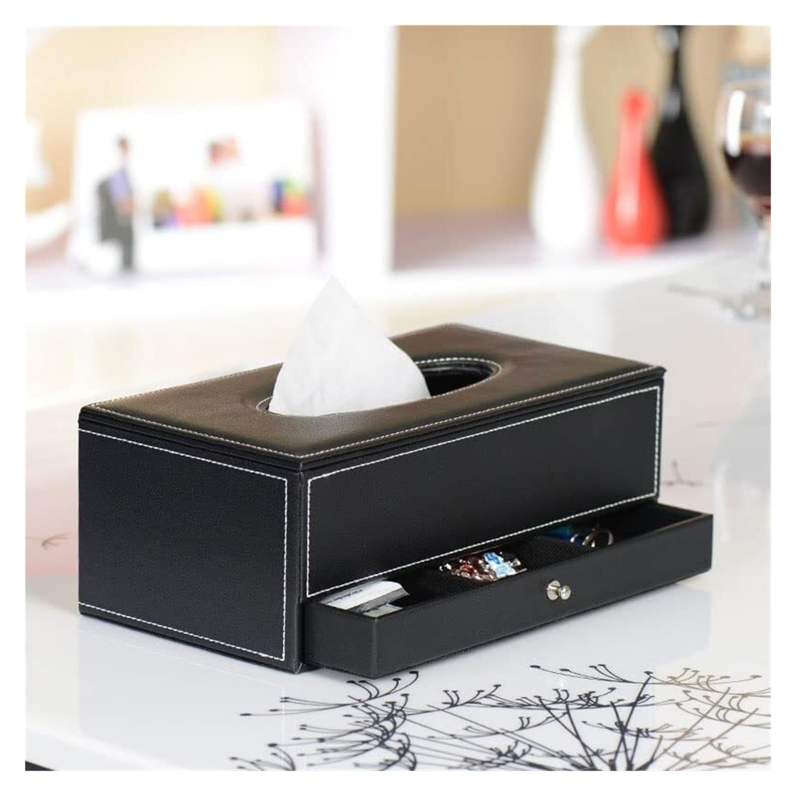 Porte-mouchoirs Support de boîte à mouchoirs, tiroir Bureau créatif, Rangement Multifonctionnel pour Une Nouvelle Maison(Bruin)