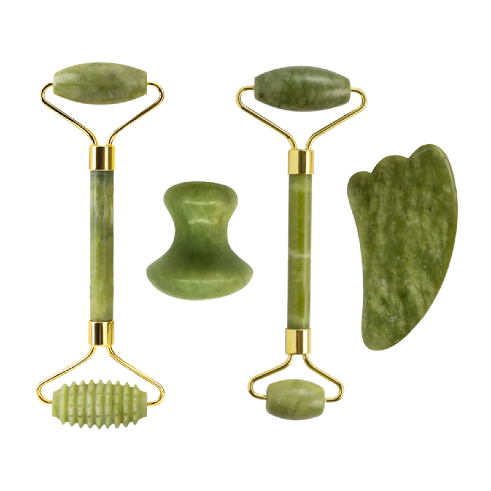 Masajeador de rodillo de jade natural Guasha Set Gua Sha Herramientas Gouache Masaje, 4PCS Tipo C