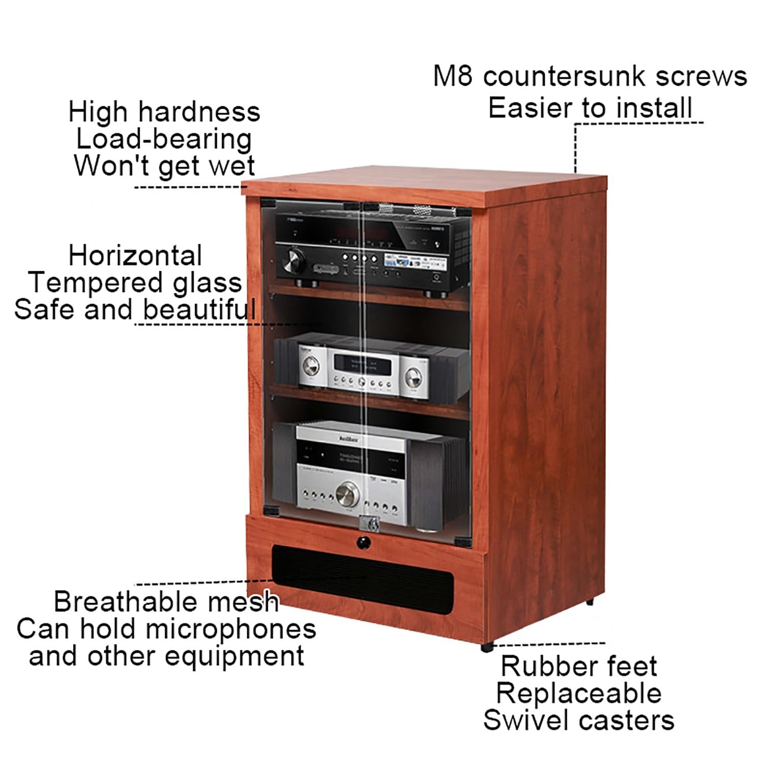 Generico Mobiletto multimediale in Legno e Supporto Stereo - Elegante scaffale per Giradischi con Torre Audio (57x55x90 cm) - Perfetto per l'home Theater e per riporre la Collezione di vinili