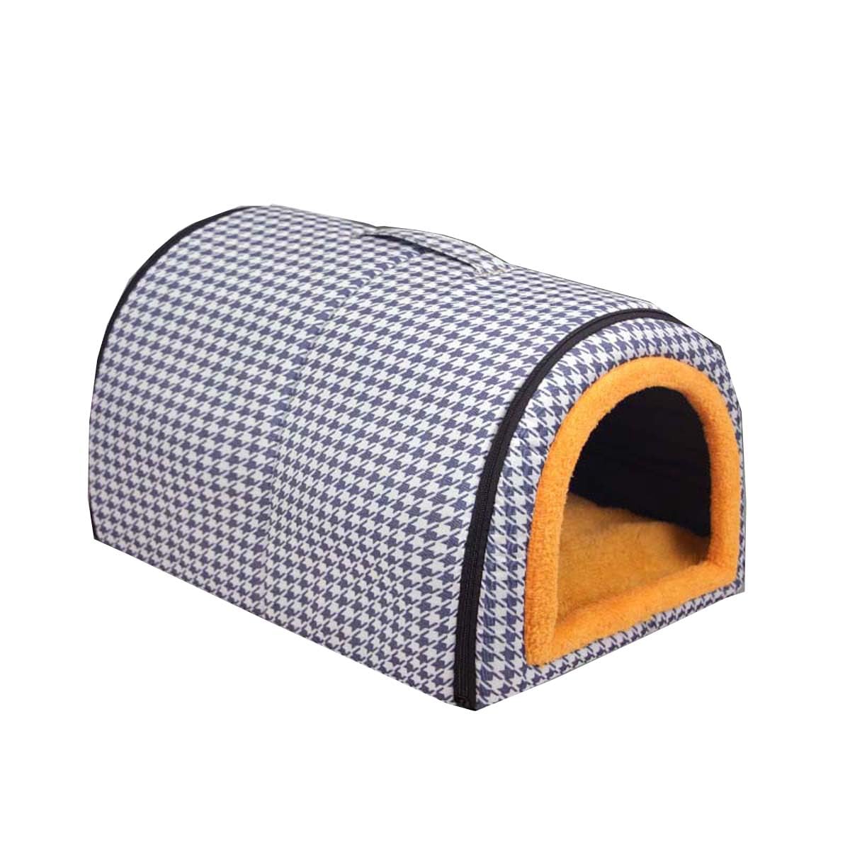 Monbaer 2 in 1 Dog House, Cat Igloo Foldable Dog Tent Bed with Soft Removable Cushion, Waterproof Pet Calming Nest, Anti Anxiety Warm Cozy Puppy Sleeping Bag (S:45x32x35cm,Light blue)