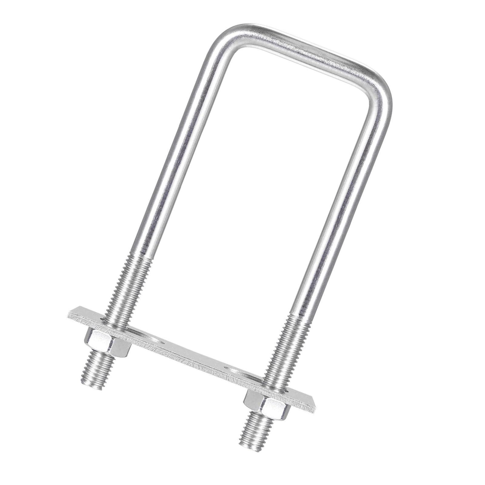 Unifizz Square U-Bolt,1 Set 304 Stainless Steel M10 U Bolts 50mm(2.05") Inner Width 150mm Length with Nuts and Frame Plate for Automobiles Boat Trailer