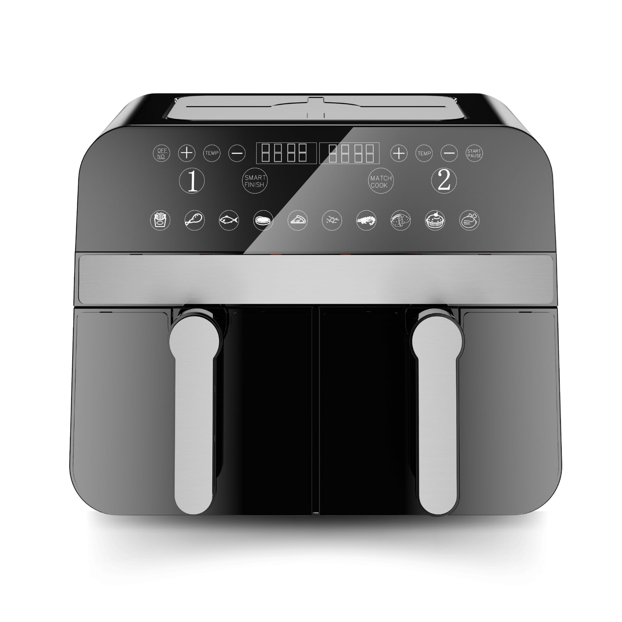 Comfy Nest, CNAFD45NB, Freidora de aire caliente, Air Fryer, doble cesta digital 2400W 9L, cocina sana y rápida, diseño moderno, fácil de usar, ideal para toda la familia - Negro