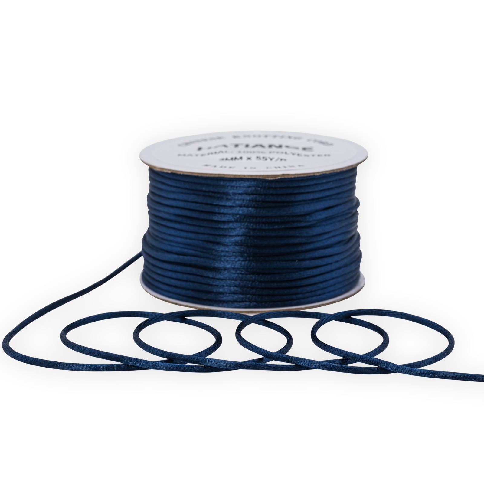 2mm Navy Satin Rattail Cord String for Jewelry Making Bracelet Necklaces Beading Thread Macrame Chinese Knot Craft -50Meters