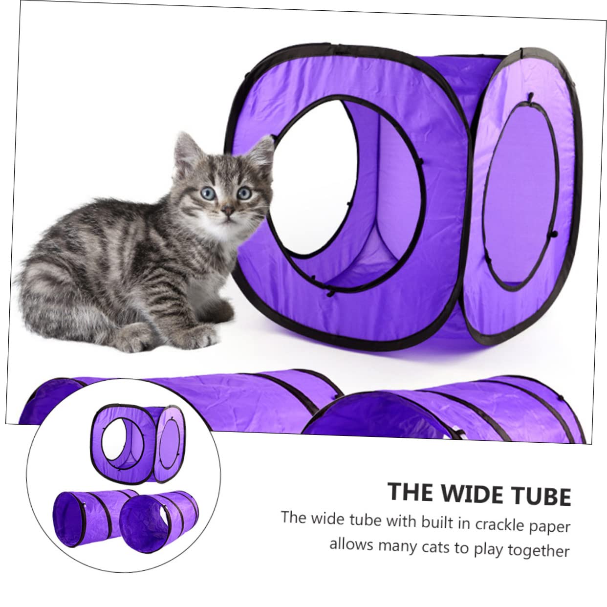 Jouet Tubulaire pour Chaton à Double Canal, Lot de 3 Set de Set de Pcs