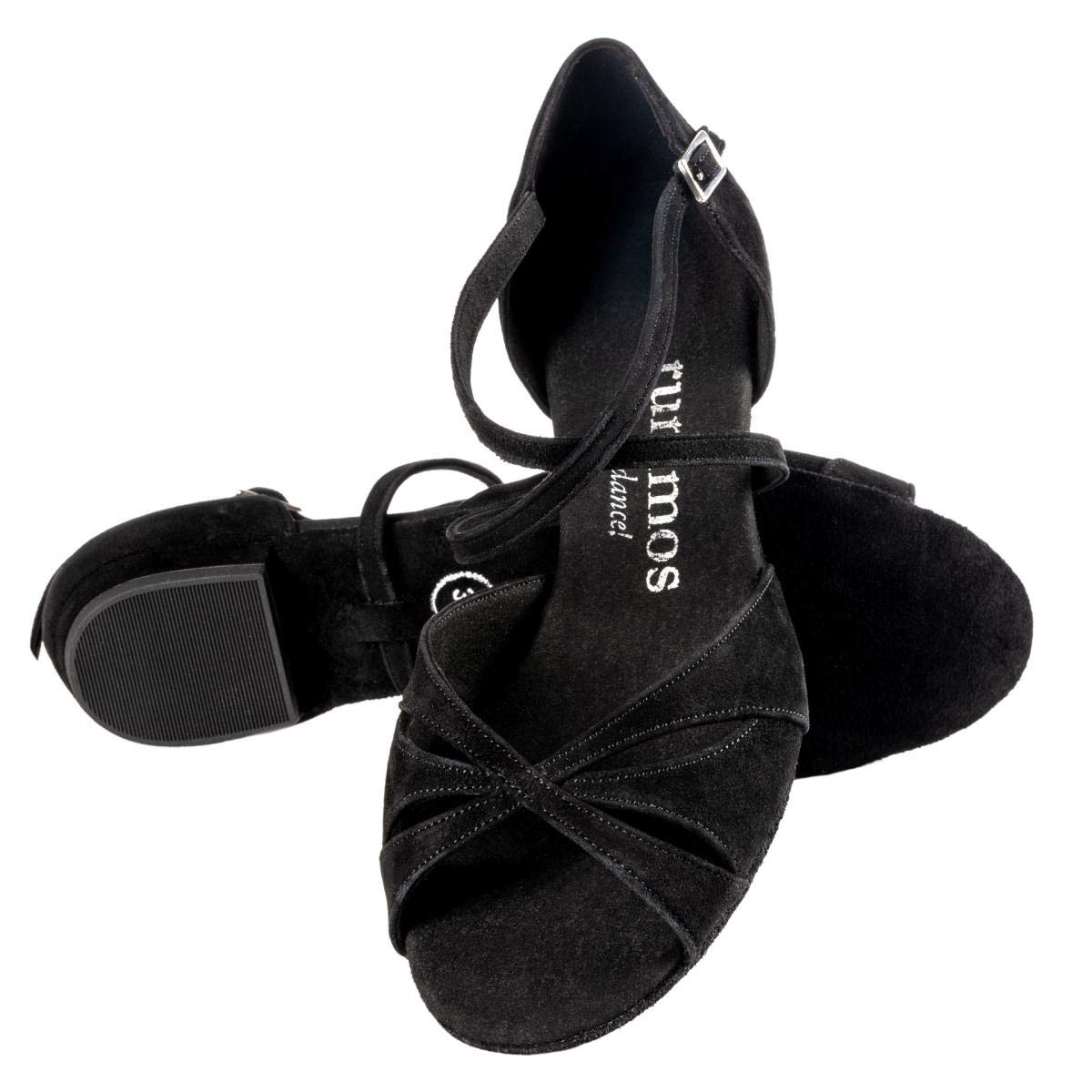 Rummos Damskie buty do tańca Lola – nubuk czarny – średni (normalny) – obcas blokowy 2 cm – Made in Portugalii