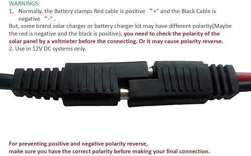 Miniatura 6 de Sunway Solar Conectores de panel, cable de extensión que conecta 3 paneles solares a batería de 12 V con dos adaptadores de polaridad inversa SAE