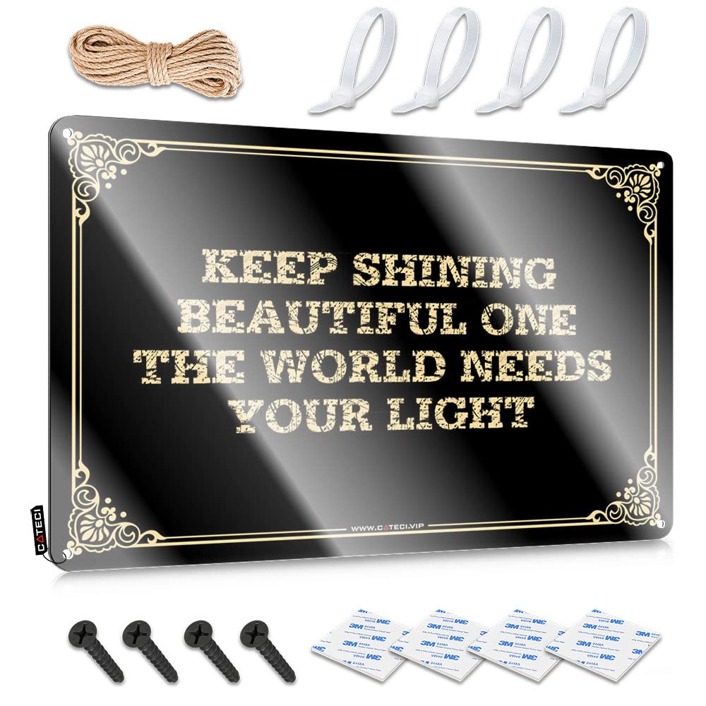 MWFKKADDB Backyard Bar Sign Keep Shining Beautiful One The World Needs Your Light Tin Sign Man Cabe Decor Bar Rules Tin Metal Sign(30X40CM)
