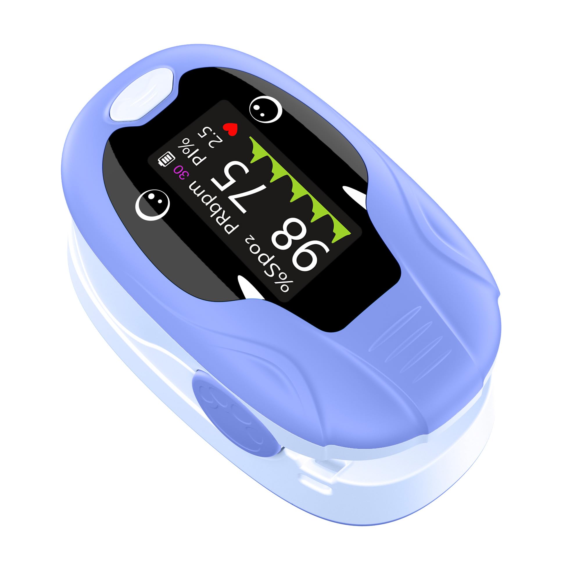 Kids Pulse Oximeter Fingertip, Blood Oxygen Saturation & Pulse Rate Monitor, Fast Reading SpO2 PR Display with Memory Function, Adjustable Brightness, Batteries Included