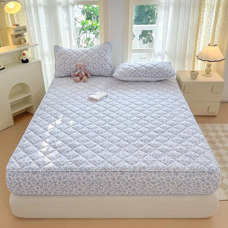 Mattress Protector, Soft Breathable Noiseless Mattress Cover with Stretchable Pockets for 6-11 inches Mattress, Machine Washable (03,Queen 60"x80")