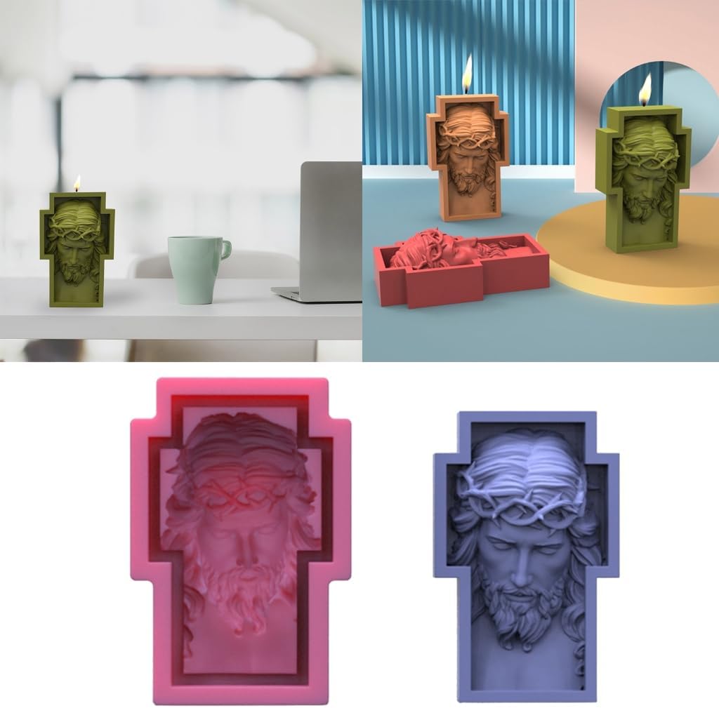 Generic Man Head Statue Decoration Candle Silicone Mold Epoxy DIY Decoration Making Soap Melt Resin Christmas Home Decorations, As shown in the figure