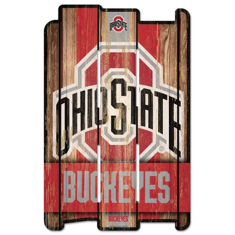 NCAA Ohio State University Wood Fence Sign, Black