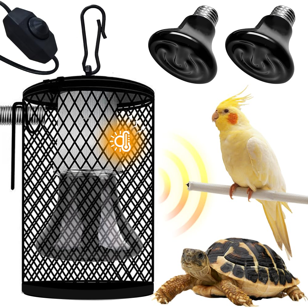 Lampada Riscaldante Per Rettili E Animali - 2 Lampade Ceramica 50W Con Cestino Protettivo - Foto 5
