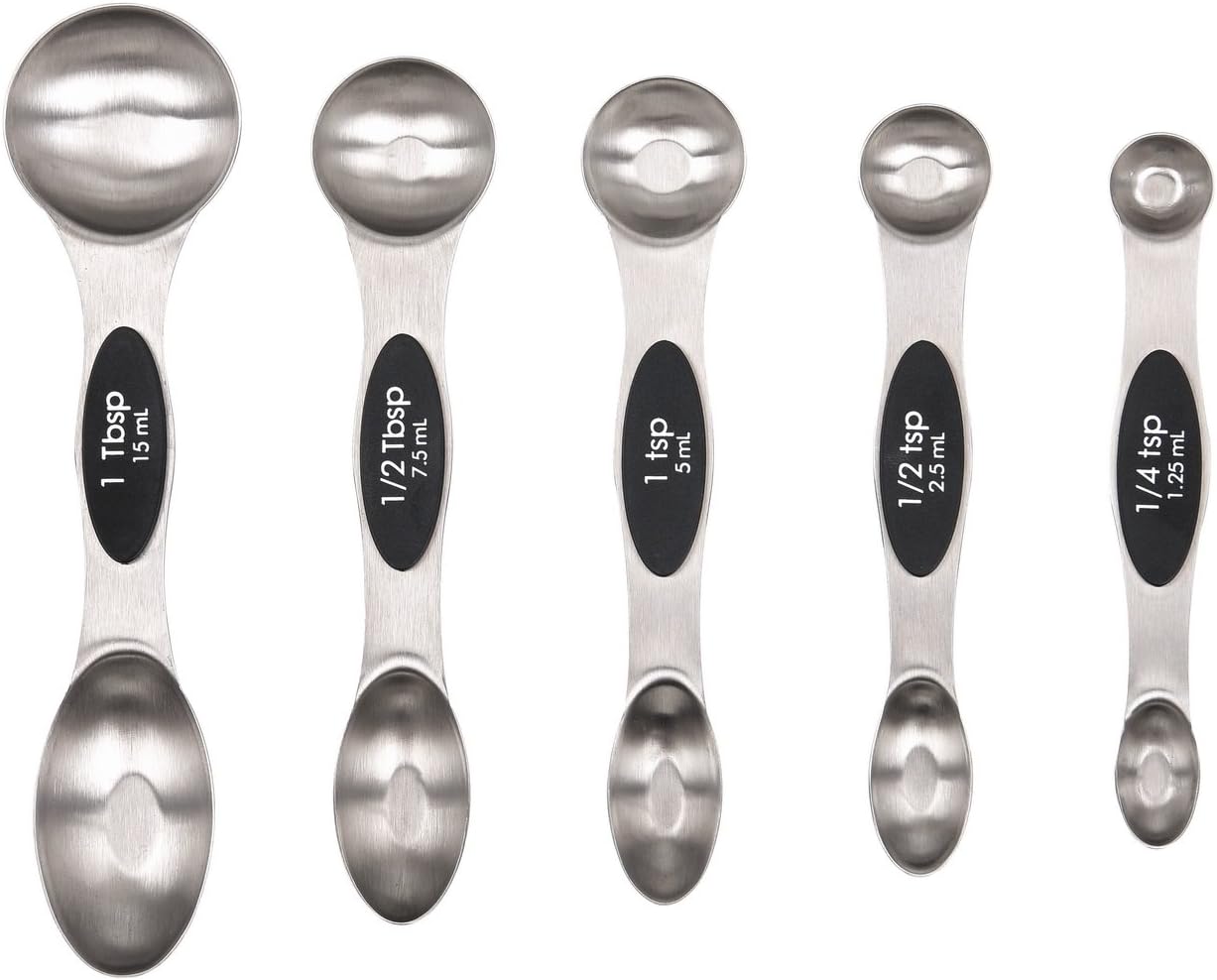 Measuring Spoon Set,5 Count Magnetic Stainless Steel Home Measuring Spoon,Double End Design for Kitchen Cooking Measuring Dry and Liquid Ingredients