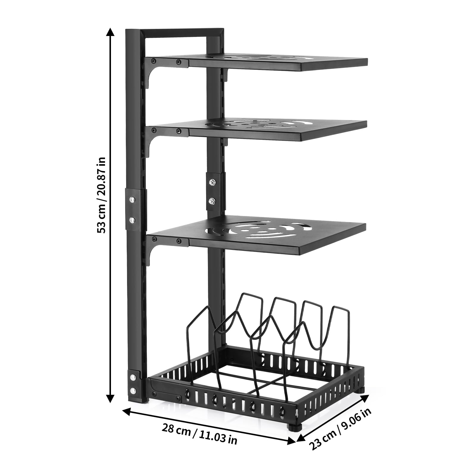CASONNIK Organisateurs De Casseroles : Organiseur De Casseroles Réglable à 4 Niveaux Pour Armoire, Plusieurs Modes D'utilisation, Support De Casseroles Et Porte-poêles Pour Comptoir De Cuisine Et