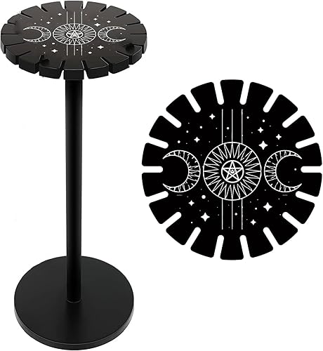 CREATCABIN Soporte de péndulo de fase lunar para adivinación, grosor de madera con ranuras para cristales, piedras, collares, accesorios, regalos de