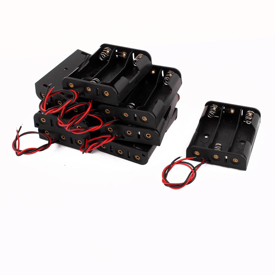 Aexit 8 Pcs Charger & Converters Battery Cell Case Non-Cover 3 x 1.5V AA Black Plastic Battery Chargers Dual Wire