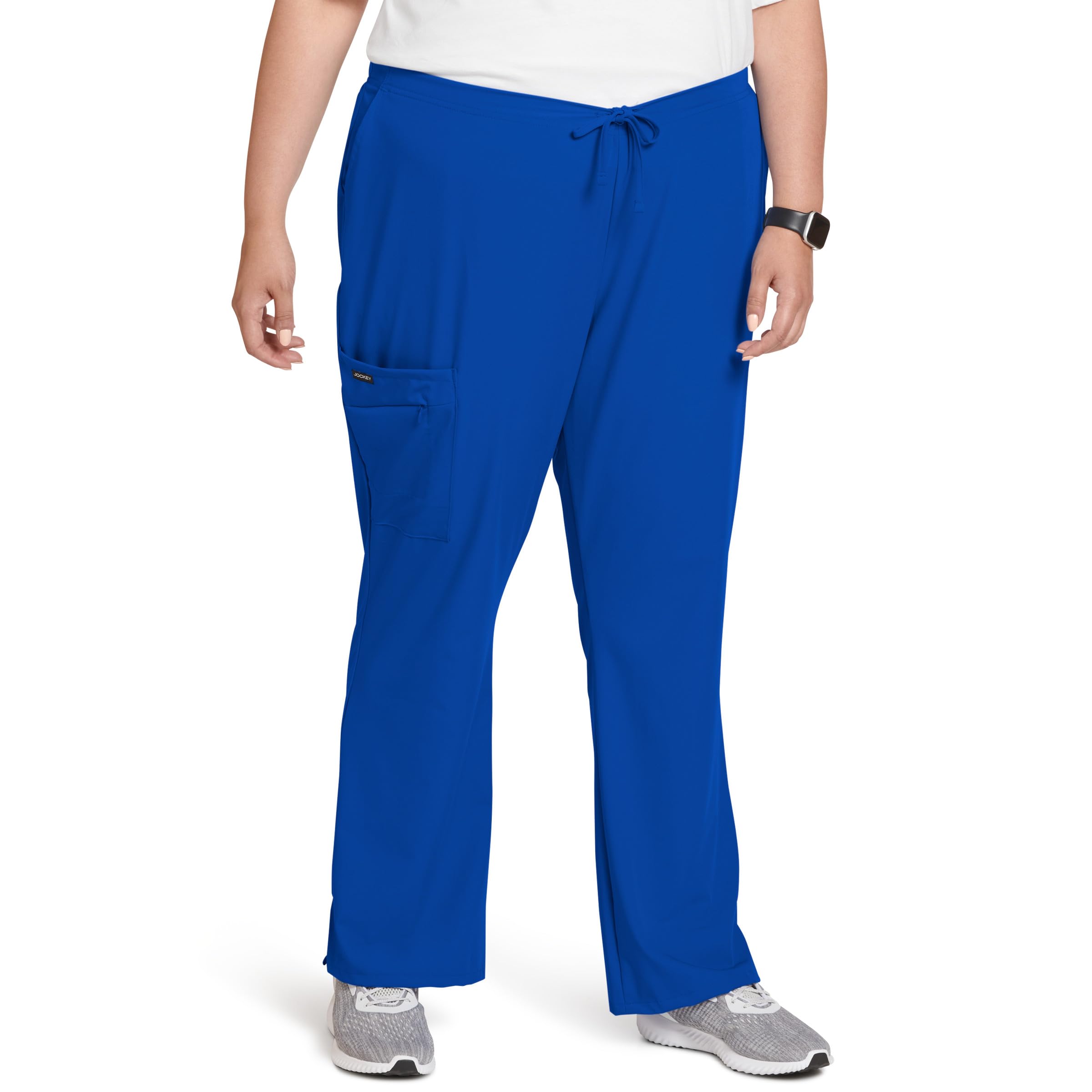 Classic Fit Collection by Jockey Women's Tri Blend Zipper Scrub Pants Small Petite Royal