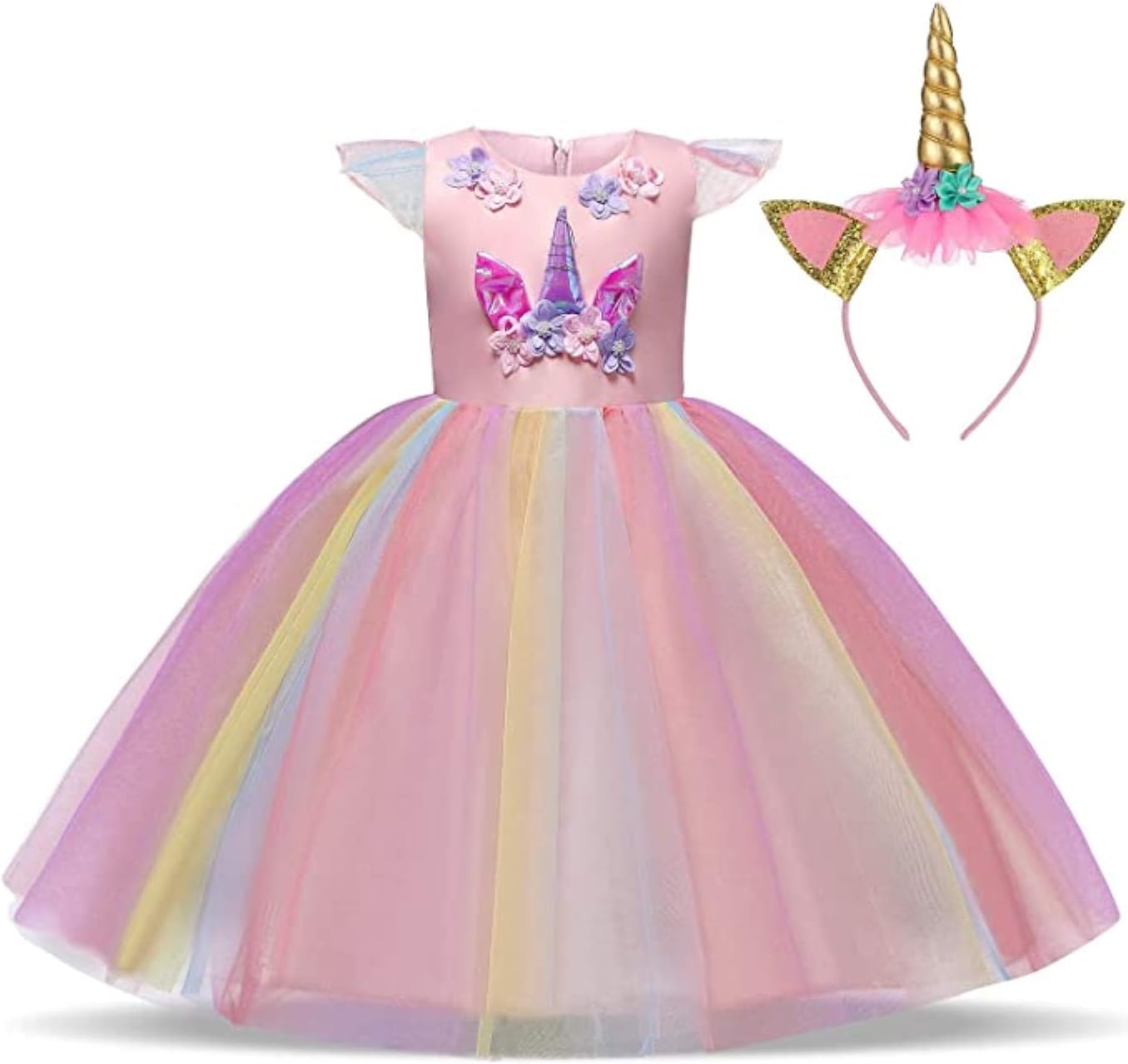 Flower Girls Unicorn Costume Dress Girl Princess Pageant Party Dress