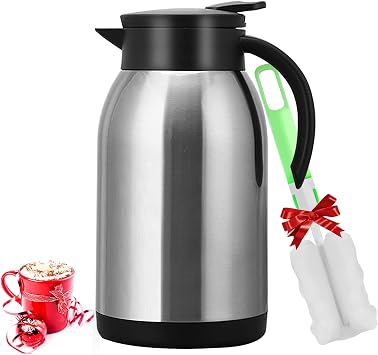 40oz Stainless Steel Thermal Coffee Carafe Dispenser, Unbreakable Double Wall Vacuum Flask 1.2L Water Tea Pot Beverage Pitcher for Hot Coffee for Christmas CarafeSilver