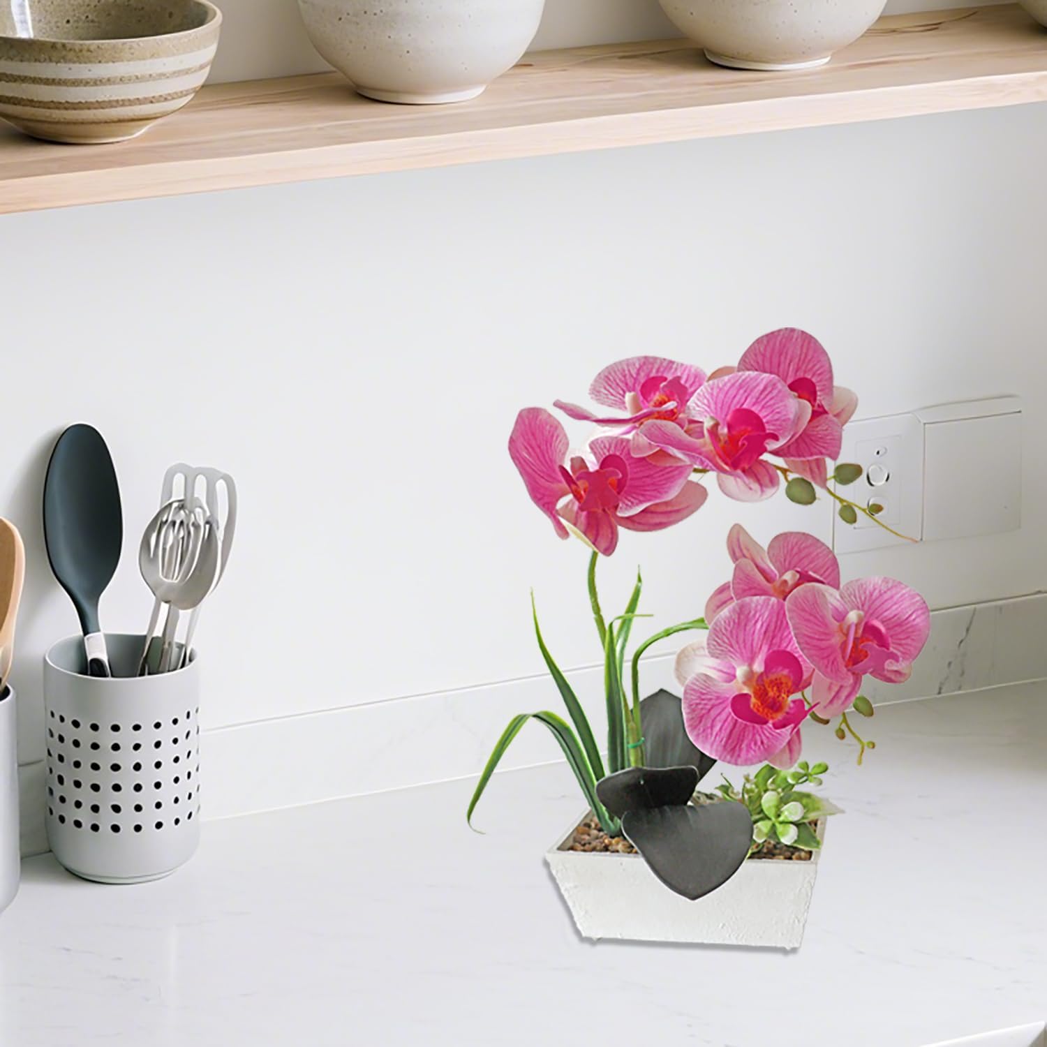 Pink Orchid Artificial Flowers Faux Orchid Flower Decorations Fake Indoor Plants Dining Table Decor Centerpiece Arrangements Phalaenopsis Orchids Fake Flowers That Look Real Home Decoration