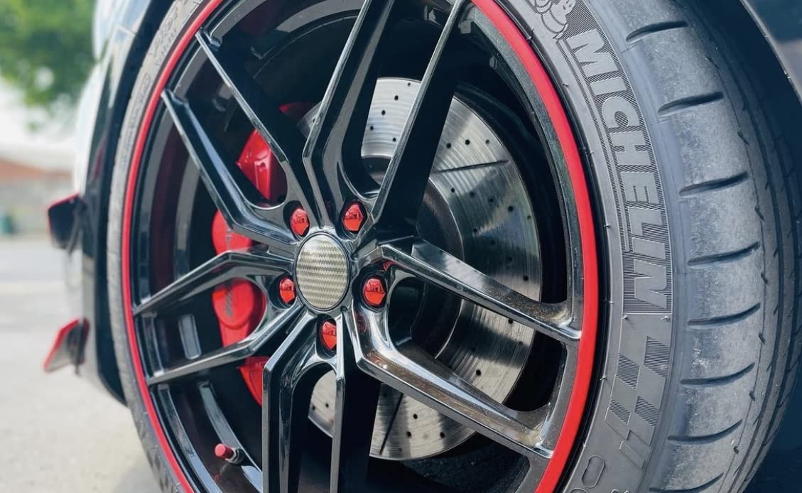 universal Felgenschutz & Styling Neu 2018 Alu Felgen Schutzring Felgenringe Felgenstyling 13 bis 22 Zoll Rim Protector Guard Ringz Felgenrandaufkleber Felgenhornschutz (Rot)