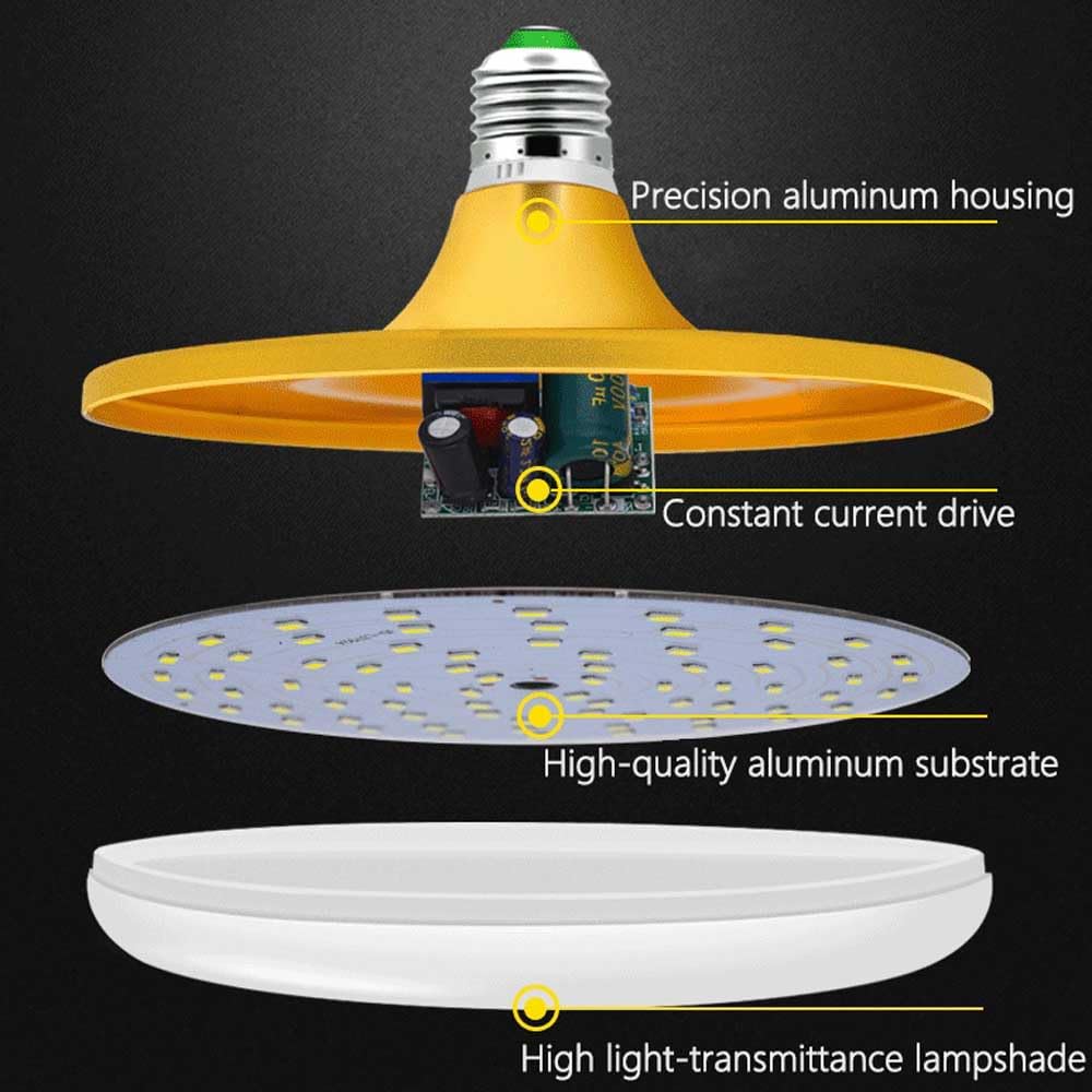 Paquete de 10 Bombillas Led E27 de Bajo Consumo, Bombillas Led de Alta Potencia de 70 W, Bombillas Demento Led, Base E27 de Luz Diurna de 6000 K-6500 K, Lámpara de Disco de Luz Blanca/Yellow