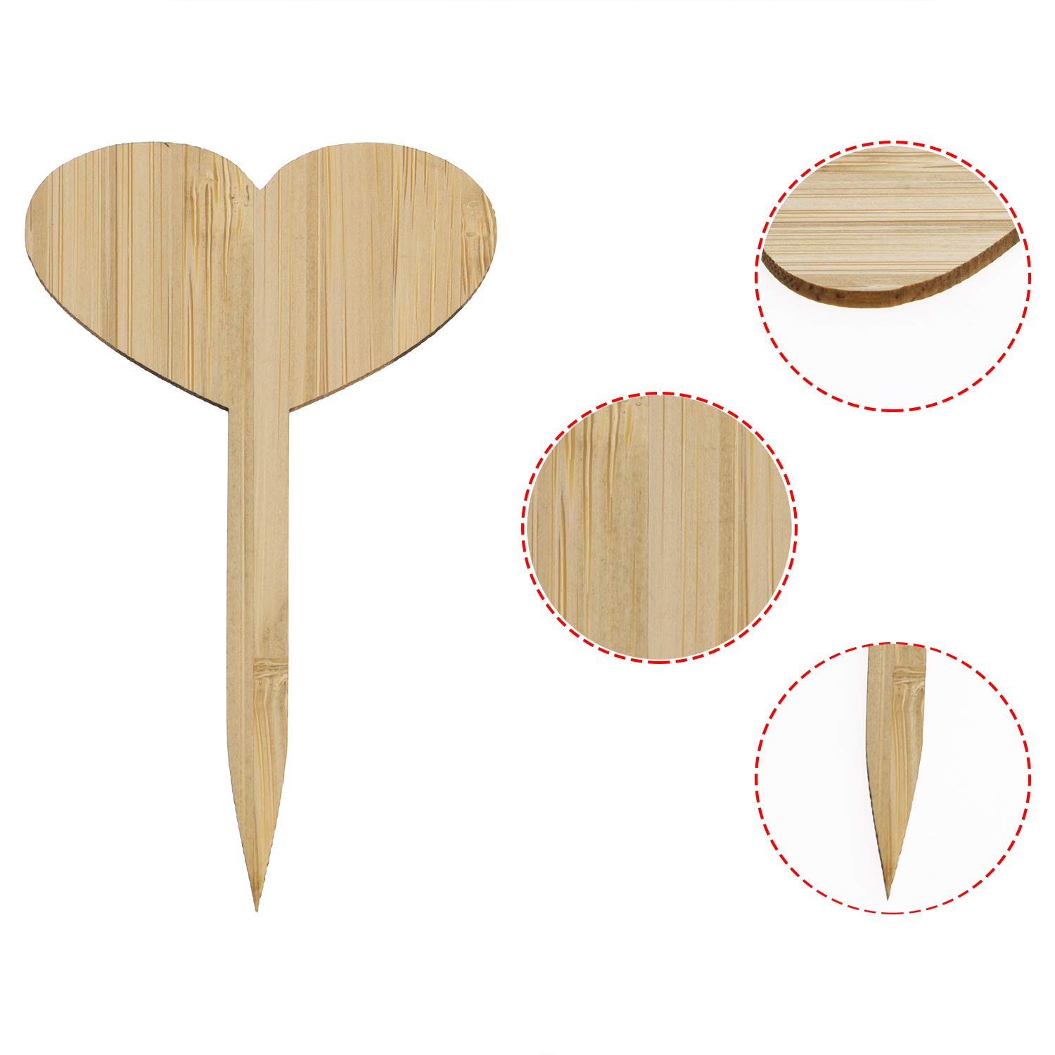 Cabilock Lot De 30 étiquettes En Bois De Bambou Pour Plantes En Forme De Cœur Pour Plantes De Jardin