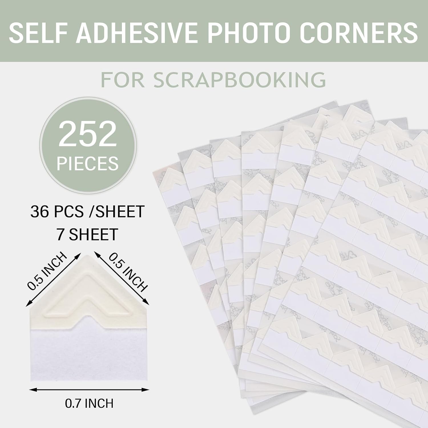Lineco, Self Adhesive Photo Corners, Archival Quality Acid-Free, 0.5 Inch, Color Ivory (Pack of 252, Set of 1)